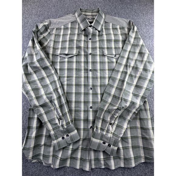 Kenneth Cole Reaction Shirt Mens XLarge Green Plaid Button Up Long Sleeve Cotton - Picture 2 of 15